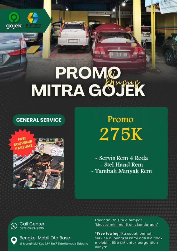 PROMO KHUSUS GOJEK PAKET 275K (SERVICE REM 4 RODA, STELL HANDREM, TAMBAH MINYAK REM)