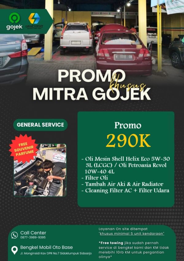 PROMO KHUSUS GOJEK PAKET GANTI OLI PLUS  290K (OLI MESIN REVOL 10W-40 4L/SHELL HELIX ECO PLUS 5W-30 3L, FILTER OLI, TAMBAH AIR AKI+AIR RADIATOR, CLEANING FILTER AC+CLEANING FILTER UDARA)